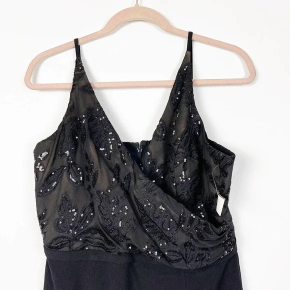 Dress The Population Womens Giulia Sequin Crepe Dress Large Black NWT. - Picture 3 of 8